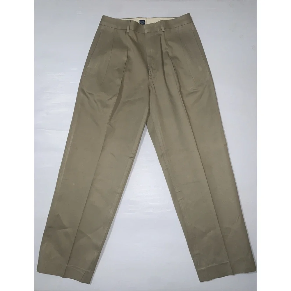 VINTAGE Polo‎ Ralph Lauren Pants Mens 33x30 Double Pleated Chino Beige Preppy